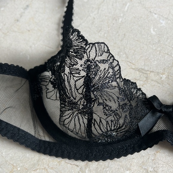 Agent Provocateur Astria Plunge Underwired Bra 32B in metallic black floral NWOT - Picture 7 of 9